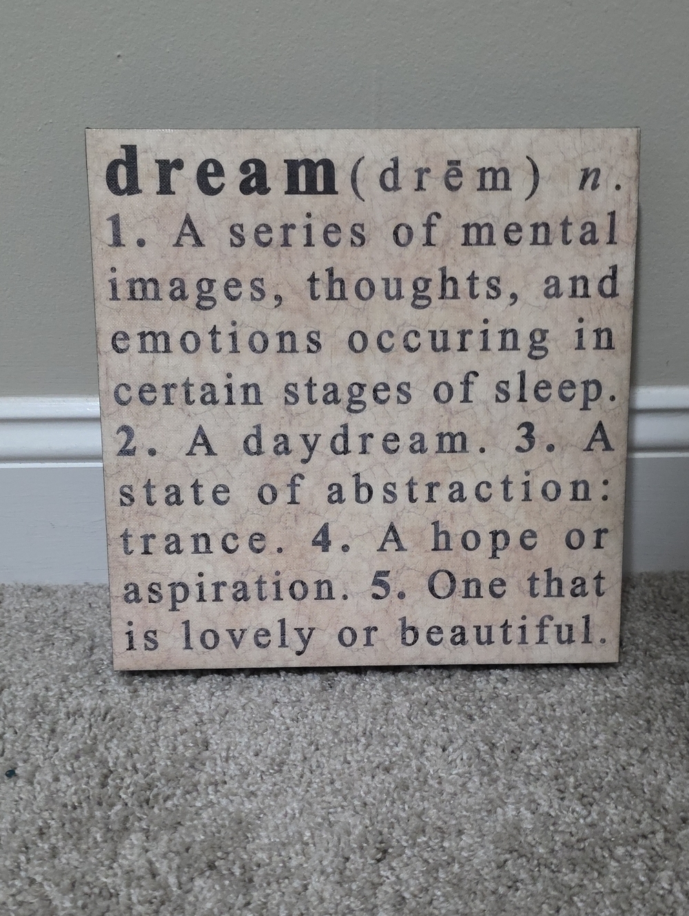 Dream Definition Home Office Decor Wall Hanging Canvas
